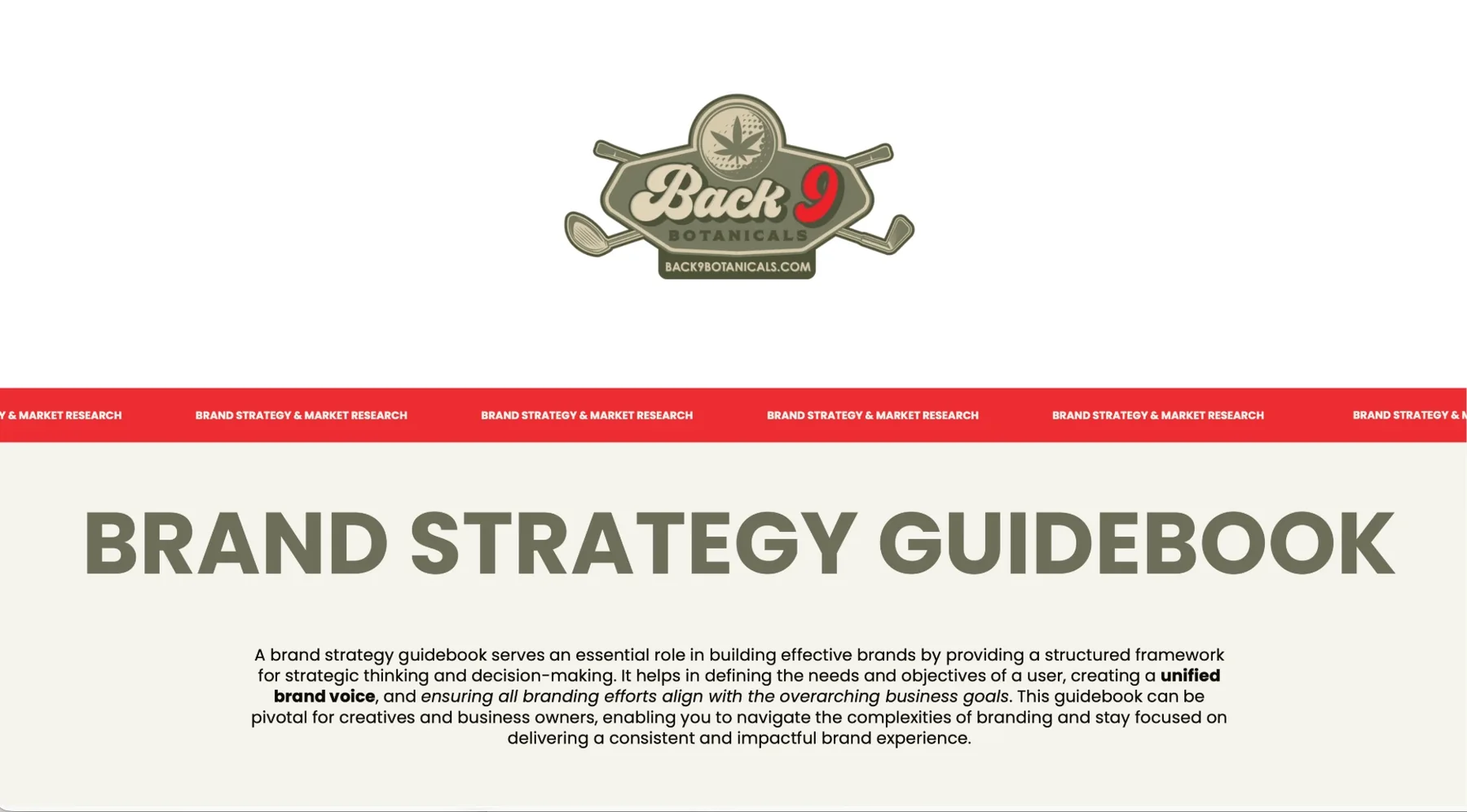 Back 9 Botanicals: Brand strategy guidebook and market research.