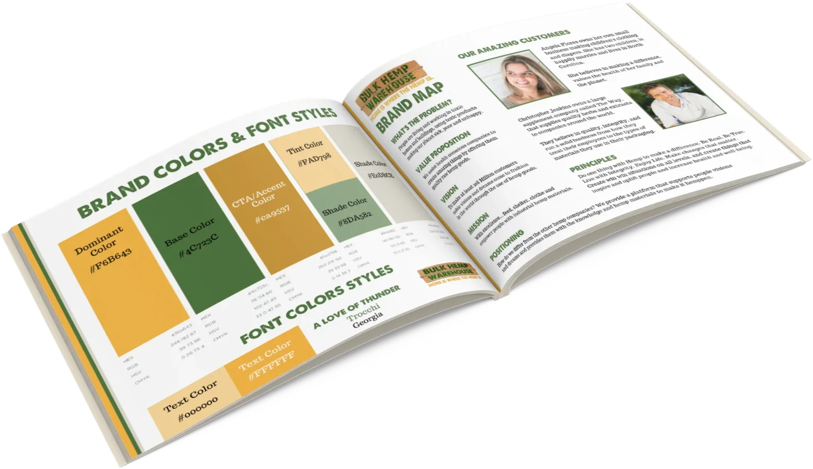 Bulk Hemp Warehouse: Brand book: colours, type, brand map, customer profiles and positioning in one printed guide.